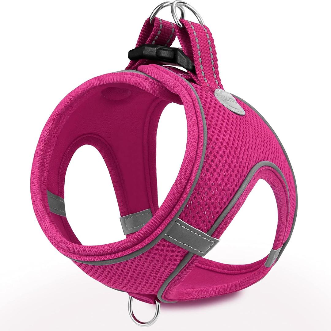 Joytale Small Dog Harness, Breathable Mesh Step-in Vest, Reflective Soft Padded Harnesses for Cats, Puppies and Extra Small Dogs, Hot Pink, XXS (XXS--Chest: 12-13.5'', HotPink)