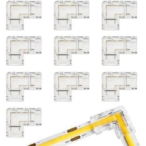 20PCS 8MM Connectors Kit for 2-Pin COB LED Strip, Transparent Tape Light Connectors for 12V/24V COB LED Strip Lights