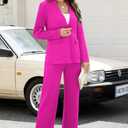 Women's 2 Piece Suits Business Casual Outfits Straight Wide Leg Pants Suits Professional Office Work Outfits (Pink, XL)