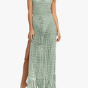 Women Crochet Knit Dress Hollow Out 2024 Boho Summer Bathing Suits Coverups Sexy V Neck Short Sleeve Dress, Medium, Green