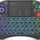 Rii X8 Mini Keyboard,Upgrade 2.4GHz Wireless and Bluetooth Keyboard with Touchpad,RGB Backlit,Rechargeable Battery for Android TV Box/Mac/PC/Nvidia Shield(2.4G+BT Version)