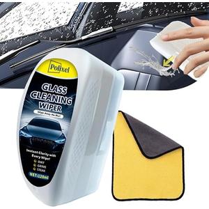 POLIXEL Windshield Stain Remover with 4oz Glass Cleaning Fluid, Portable Glass Cleaner Oil Film & Water Stain Remover for Windscreen, Shower Door & Mirror and Any Glass Surface – 4oz/120ml, Set Of 4