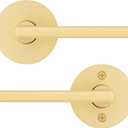 Kwikset Halifax Interior Passage Door Handle, Lever for Closet and Hallway Doors, Reversible Non-Locking Handle Lever, Satin Brass, with Microban Protection
