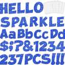 237 Pcs Glitter Bulletin Board Letters, Numbers and Punctuation, Poster Board Letters Alphabet Cut Out Cardboard Letters Accessories for Classroom Display Decorating Supplies 4inch (Blue)