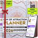 Deluxe 2026 Planner Weekly and Monthly | Law of Attraction Planner with Productivity App | 12-Month for Productivity, Gratitude & Goal Setting | Includes Foldable Vision Board, Gift Box & Stickers (WHITE SUN-COMPASS)