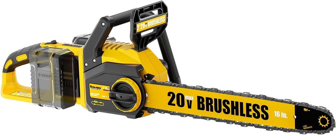 40V(20V*2) 16" Brushless Chainsaw Cordless, Electric Chainsaw Fully Compatible with DeWalt 20V MAX, Auto-Oiling, Tool-Free Tensioning, Safety Chain Brake, Batteries and Charger Not Included