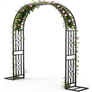 Metal Garden Arch, Heavy Duty Garden Trellis for Climbing Plants, with Enlarged Base for Stability, Perfect for Wedding Arches & Bridal Party Decorations, 71" W x 87" H