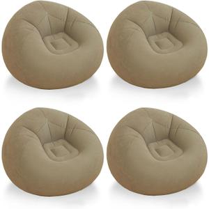 Inflatable Bean Bag Chairs Adults Outdoor Blow up Camping Chairs Inflatable Lazy Sofa Folding Portable Bean Bag Loungers Couch Furniture for Movie Night Supplies (4pcs, Coffee Color), 35.4 x 23.6 x 11 inches