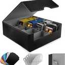 Trading Card Storage Box (3000+ Cards Capacity) – Magnetic MTG Deck Box, Waterproof PU Leather, Thickened Material – Includes 24 Dividers, 4 Card Stands, 6 Cleaning Cloths – Card Box for TCG & YuGiOh