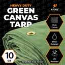 Xpose Safety Canvas Tarp - 10oz Green Canvas Tarps Heavy Duty Water Resistant with Brass Grommets- Multipurpose Outdoor Tarpaulin for Camping, Canopy, Trailer, Equipment Cover 16' x 20'