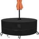 Kovshuiwe Round Patio Table Cover with Umbrella Hole - 60" Dia x 23.6" H Heavy Duty Waterproof 600D Oxford Fabric Outdoor Lawn Patio Furniture Covers (Cover SizeNOT Table Size) (Black)