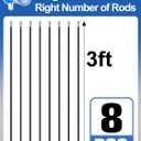 24ft Total Fiberglass Chimney Cleaning Kit Rods for 1/4"NPT Brush, 3ft×8Pcs