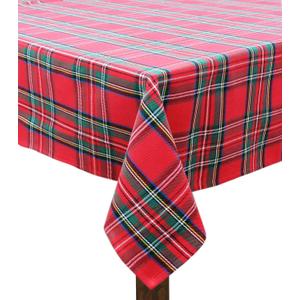 COTTON CRAFT Christmas Tablecloth - Xmas Tartan Plaid Tablecover - 100% Cotton Reusable Washable Holiday Party Gingham Buffalo Check - Christmas Table Cloth Rectangle Table  60x120 Red Green Multi