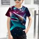 RAISEVERN Boys Girls 3D Graphic Printed T-Shirts Short Sleeve Summer tees for 4-14 Years (M)