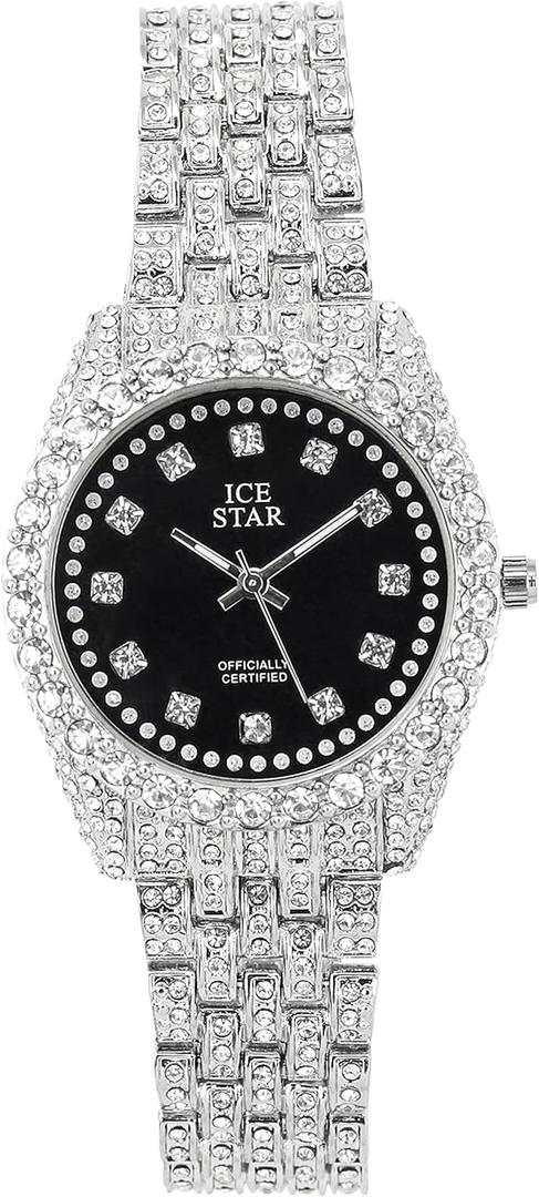 Techno Pave Women's 32mm Iced Out Sleek Diamond Dial Watch