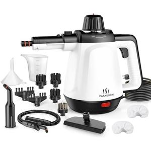 1200W Handheld Steam Cleaner for Home, Powerful Natural Multi‑Surface Steam Cleaner with 13 Accessories, 13.5oz Pressurized Steamer for Deep Cleaning Tile, Grout, Shower, Bathroom, Kitchen, Car, White