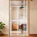 74.80-98.43" Extra Tall Cat Gate for Doorway, Wide Adjustable 20.8"-38" Clear Pet Safety Gate, Auto Close No Drilling Full Door Gate for Stairs, Studio, Kitchen- White