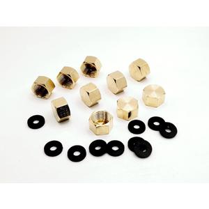 (Pack of 10) Brass 3/8'' Compression valve Cap Fitting for Sink Shut off Angle Stop Water Line Valve with Sealing Rubber Gasket Washer