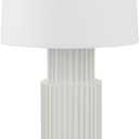 Cordless Modern Resin Table lamp, Fluted Column Base, 5200-mAh Rechargeable Battery, 3-Level Brightness, Build-in Integrated LED 320 Lumen Max, for Bedside Desk Nightstand Light