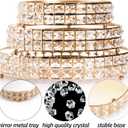Goaste 3 Pack Crystal Cake Display Stand with Mirror, 14" 12" 10" Metal Pedestal Gold Round Cake Plate Stand, Dessert Cookies Fruit Serving Tray with Shining Crystal Beads for Wedding, Birthday Party