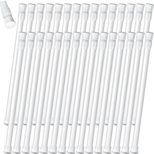Ripeng 30 Pack Tension Rod Bulk Adjustable 28 to 48 Inch Spring Shower Curtain Rods Expandable White RV Tension Bars Cupboard Bars No Punching for Windows Bathroom Bedroom Kitchen Closet Wardrobes