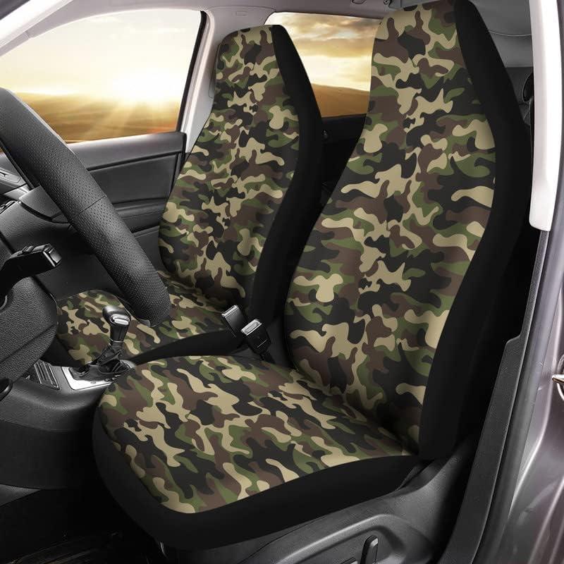 Bulopur Army Green Camouflage Car Seat Cover Front Seat Only 2pcs Pack for Women Girls,Universal Non-Slip Vehicle Cushion Cover Protectors (Army Green Camouflage)