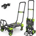 330LB Folding Hand Truck Moving Dolly, Hand Trucks Heavy Duty Combination of 4 Wheels and 2 Wheels Convertible Dolly Cart with Retractable Handle Dolly for Moving Office Carts(Green)