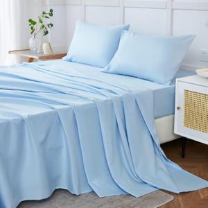 ILAVANDE Queen Sheets Set, 4 Piece Hotel Luxury Super Soft 1800 Series Microfiber Queen Bed Sheets Set-Wrinkle Free & Breathable-14 Deep Pocket Teal Sheets for Queen Size Bed(Queen,Blue)