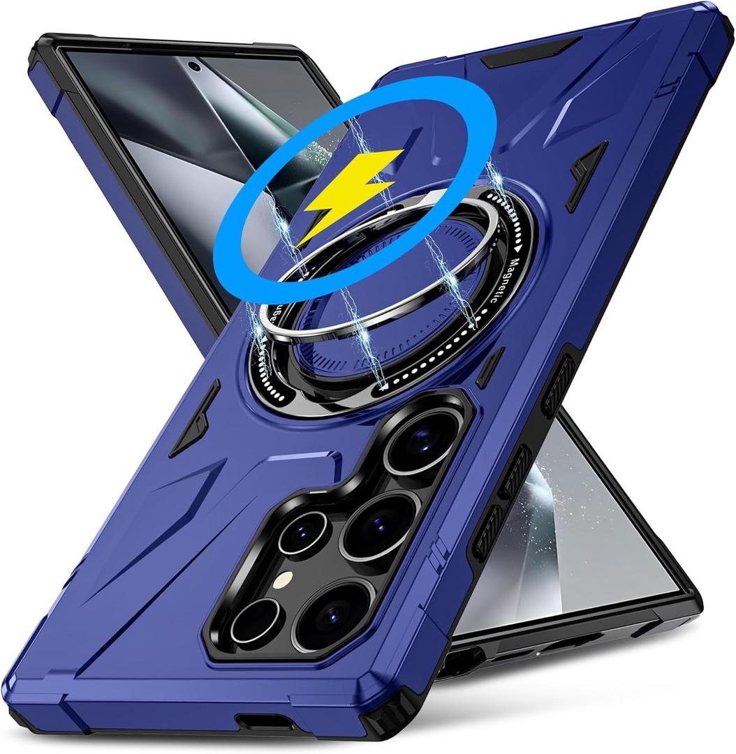 Zewan Designed for Samsung Galaxy S23 Ultra Case [Compatible with Magsafe] Stand, [Military Grade Drop Tested] Dual Layer Shockproof Full Protective Case for S23 Ultra,Blue