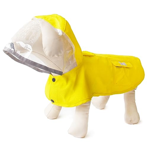 Dog Waterproof Raincoat with Poncho Hoodie, High Reflective Adjustable Yellow Pet Rain Jacket with Leash Hole for Small Medium and Large Dogs (Yellow, Small)