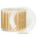 BESTVIP 100 Pieces Gold Glitter Disposable Plates, 9 Inch Premium Sturdy Gold Plastic Plates, Premium Elegant Fancy Party Supplies for Weddings, Parties and Birthdays