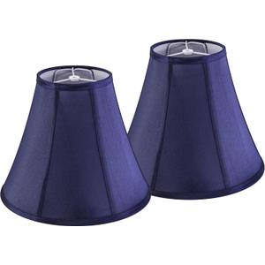 GO&SO Set of 2 Blue Bell Lamp Shades 6" Top x 13" Bottom x 10.6" High(Spider) Medium Lamp Shade, Traditional Fabric Lamp Shade for Table Lamp,Floor Lamp,Side Ribbing Hand Crafted Replacement Lampshade (2 PCS-6" x13" x 10.6", Blue-Natural faux silk)