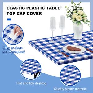 Boao 5 Pcs Picnic Table Cover 72 x 30 Inch for 5 ft Tables Disposable Parties Plastic Table Cloths with Elastic Fitted Elastic Desk Cover Rectangle Waterproof for Indoor, Outdoor, Picnic, Camping