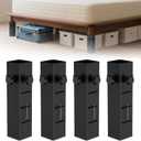 Heavy Duty Dorm Bed Risers Extenders, Increase Under-Bed Storage Space, Fits Bed Legs 1.5" to 2.2" Diameter, Thickened Steel for Extra Stability, 3-Level Adjustable Height, Black, 4-Piece.