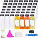 Moretoes 64pcs 12oz Plastic Juice Bottles with Caps, Reusable Juicing Bottles, Clear Drink Containers with Lids for Smoothie, Drinking and Beverages