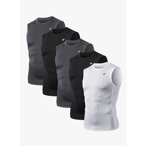 TELALEO 4 Pack Men's Athletic Compression Shirts Sleeveless Workout Tank Top Sports Base Layer Running Basketball, Size XXL