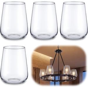VIHOSE 4 Pack Wine Glass Lamp Shade, 6.3 Height, 1-5/8 Inch Fitter, Clear Light Shade for Light Fixtures Replacement, Wine Bottle Lampshade for Pendant Lights, 5.1 x 6.3 inches