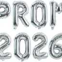 TONIFUL Prom 2026 Balloons - 16 Inch Silver Letter Foil Balloons Banner Class of 2026 Letters Props for Prom Night Party School Graduation 2026 Sign Decorations