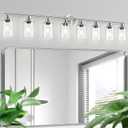 8-Light Brushed Nickel Vanity Lights, Modern Bathroom Light Fixtures with Clear Glass Shade, Wall Lamps for Mirror Kitchen Hallway Cabinet Living Room Sconces Lights - E26