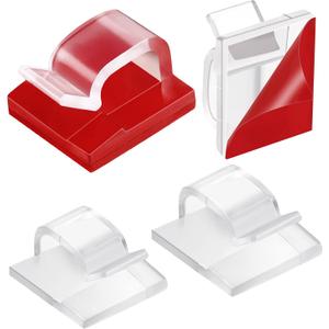 Maitys 60pcs Christmas Light Clips with Self Adhesive, 3 Size Heavy Duty Outdoor Garland Clips with Tapes, Waterproof Decoration Strips Wire Holder for Fairy Light Garland, Wall Cable(Clear)