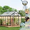 6 x 10 ft Greenhouse, Greenhouses for Outside, Polycarbonate Greenhouse with Aluminum Frame, Lockable Door and Ajustable Roof Vent for Backyard, Green Houses for Outside Garden Backyard, Patio