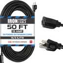 Iron Forge Cable 50 Ft Black Outdoor Extension Cord, 16/3, 50 Foot Outdoor Extension Cord, 3 Prong, Weatherproof - Great for Outside Use