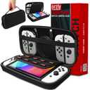 Orzly Carry Case Compatible with Nintendo Switch and New Switch OLED Console - Black Protective Hard Portable Travel Carry Case Shell Pouch with Pockets for Accessories and Games (6.2 inch Switch 1)