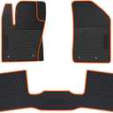 Car Floor Mats for Jeep Renegade 2015 2016 2017 2018 2019 2020 2021 2022 2023 2024 2025 Custom Fit Black Orange Rubber Car Floor Liners Set All Weather Protection Heavy Duty Odorless