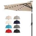 FLAME&SHADE 9 ft Half Patio Umbrella Solar with Tilt, Beige