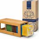 Bamboo and Acrylic Drawer Tea Bag Holder- Durable & Elegant Tea Bag Storage Holder for Kitchen Countertop, Space-Saving Tea Drawer Organizer