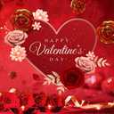 CYLYH 8x6ft Beautiful Blossom Love Heart Bridal Shower Wedding Anniversary Decoration Valentines Party Decorations Banner D556