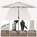 Tempera Patio Market Outdoor Table Umbrella with Push Button Tilt and Crank, Large Sun Umbrella with Sturdy Pole & Fade Resistant Canopy, Easy to Set
