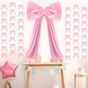 Pink Bow Birthday Party Decorations Large Coquette Bow 43 x 27.6 in with 6 6.6 ft Pink Ribbon Bow Hanging Garland Coquette Party Wall Hanging Decor for Bachelorette Baby Shower Bridal Shower Wedding
