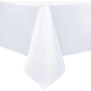 sancua 100% Waterproof Rectangle PVC Tablecloth - 60 x 102 Inch - Oil Proof Spill Proof Vinyl Table Cloth, Wipe Clean Table Cover for Dining Tables, Buffet Parties and Camping, White